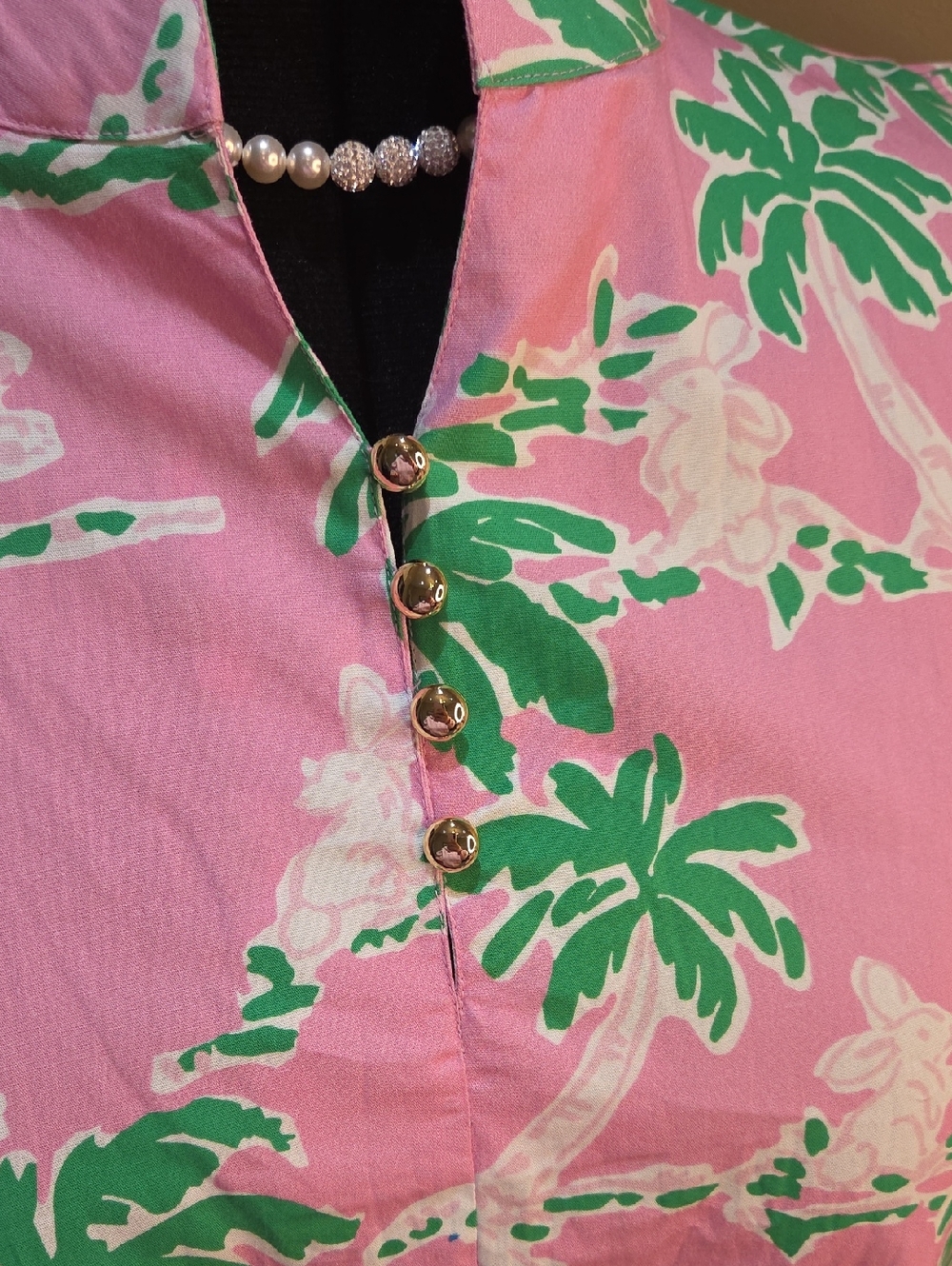 Nwt XXL STS SAIL TO SABLE Pink Palm-Print Maxi Dress with Mandarin Collar - Picture 9 of 17